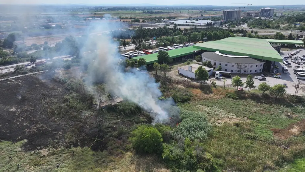 Edirne Otogarı yanında korkutan yangın!