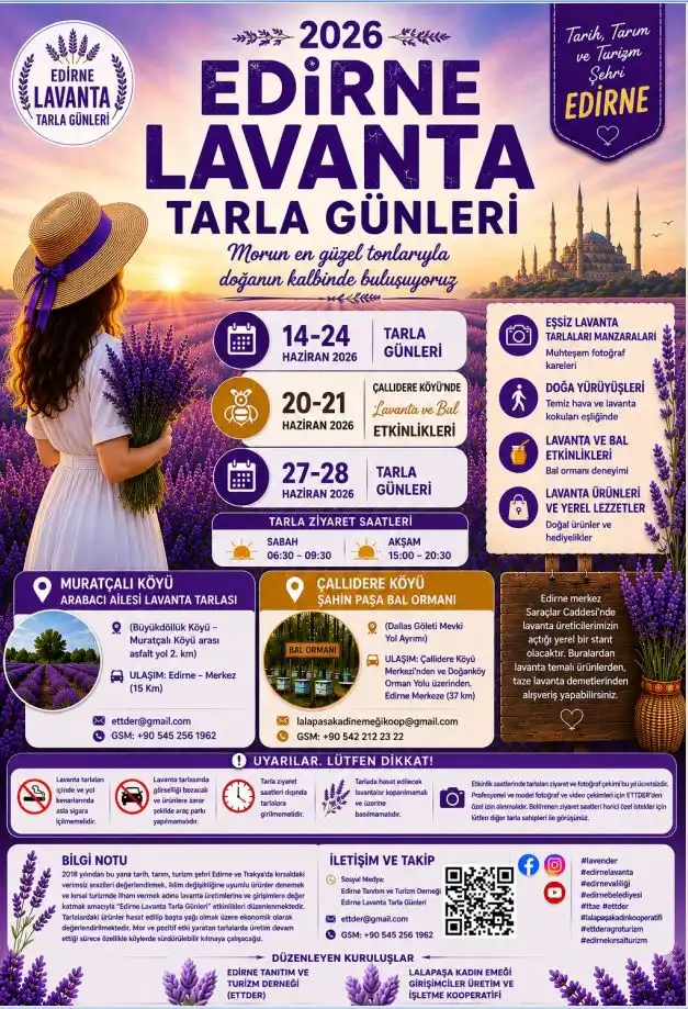 Edirne’de Lavanta Tarlaları Ziyarete Açıldı