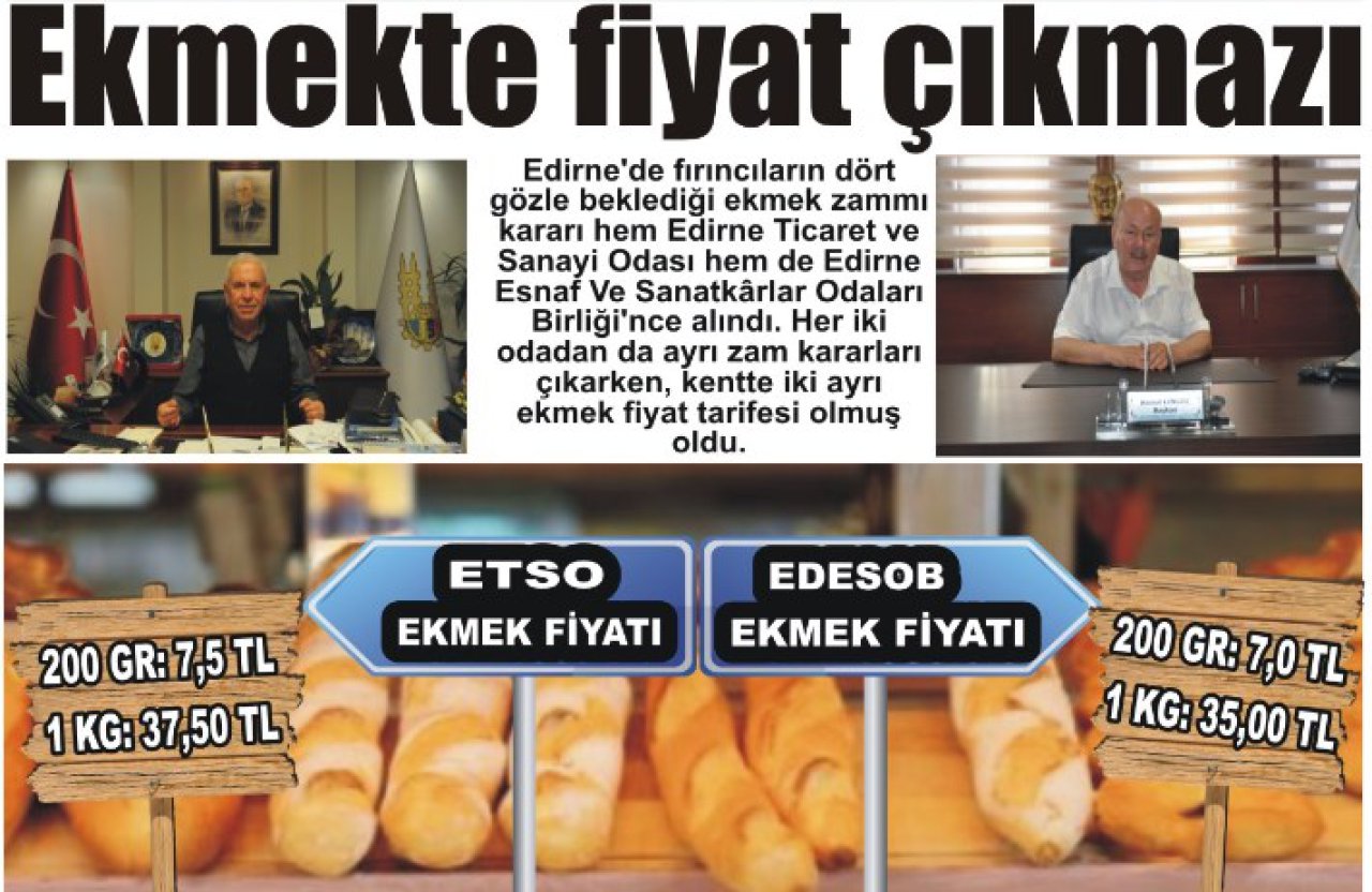 Edirne'de ekmekte fiyat çıkmazı
