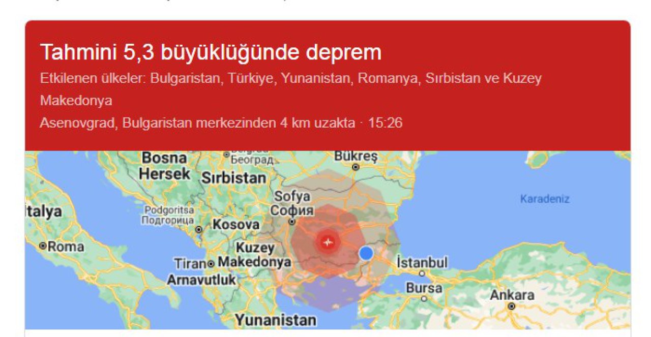 Deprem Edirne’de de hissedildi