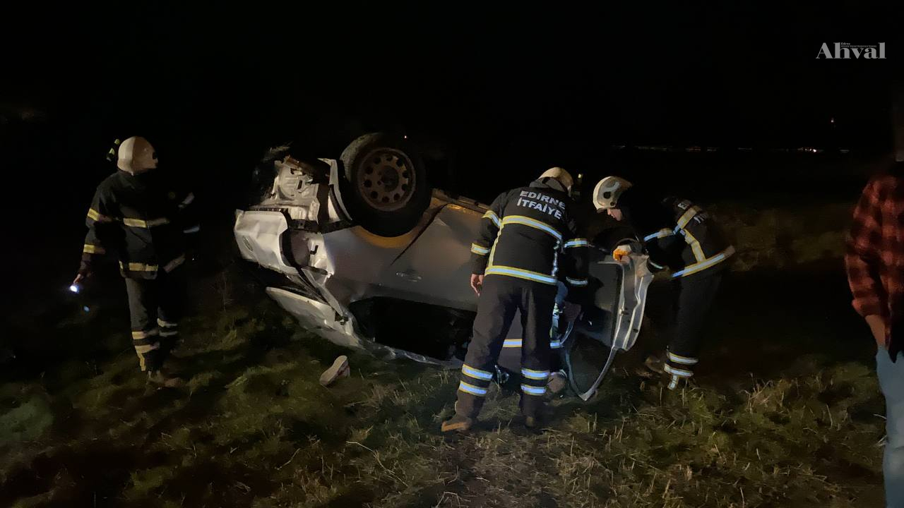 Kontrolden çıkarak takla attı