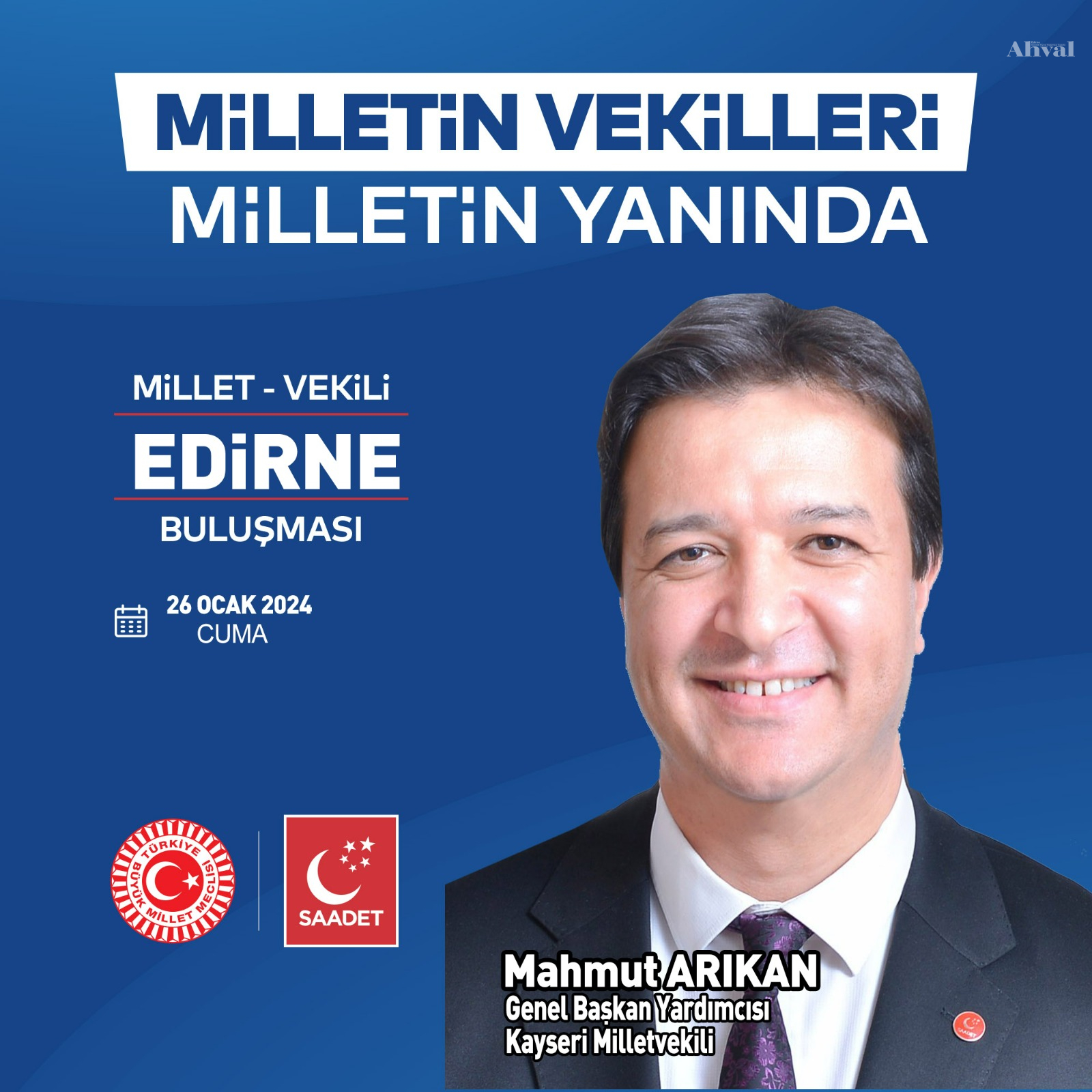 Saadet Partili Mahmut Arıkan Edirne’ye geliyor