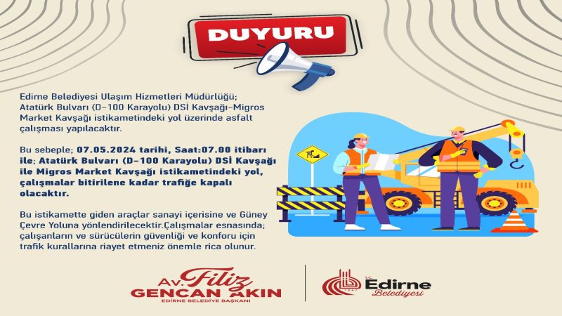 Atatürk Bulvarı'nda asfalt çalışması