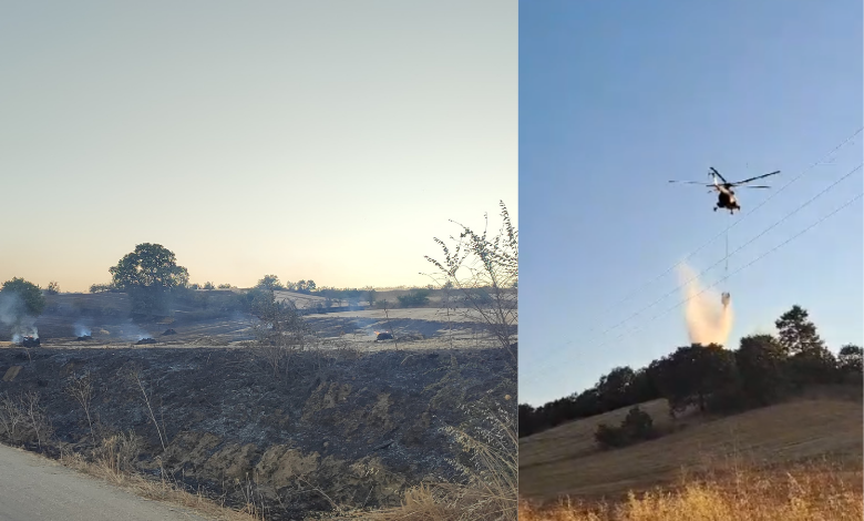 Korkutan yangına helikopter ve uçakla müdahale