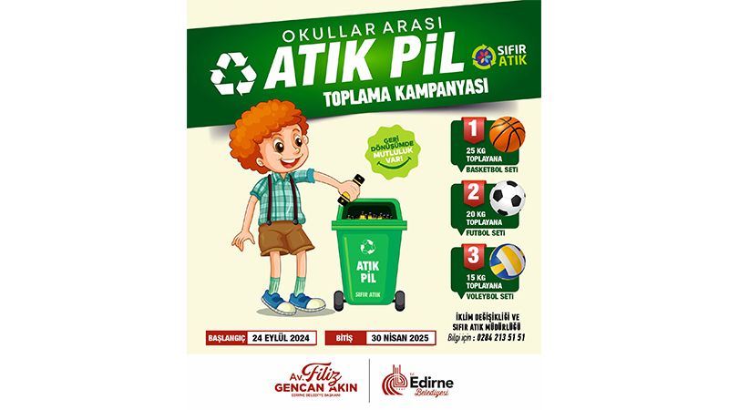 Belediyeden okullar arası pil toplama yarışması