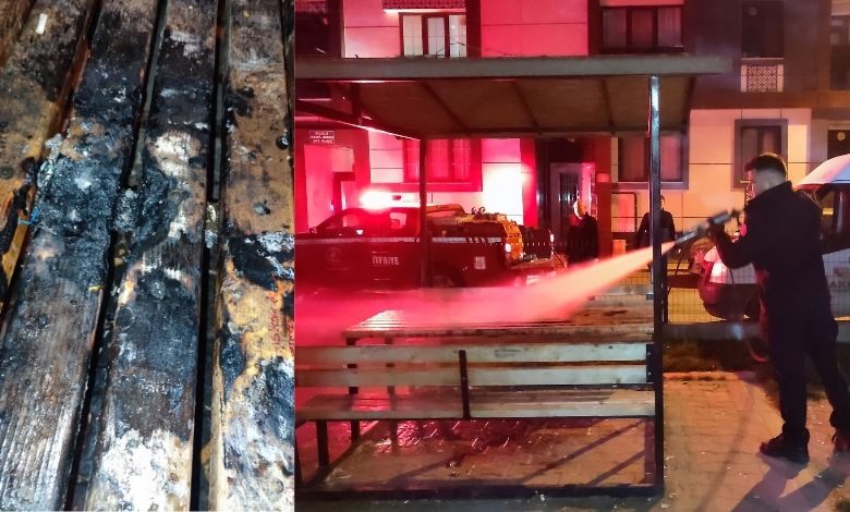 Parktaki çardağı ateşe verdiler