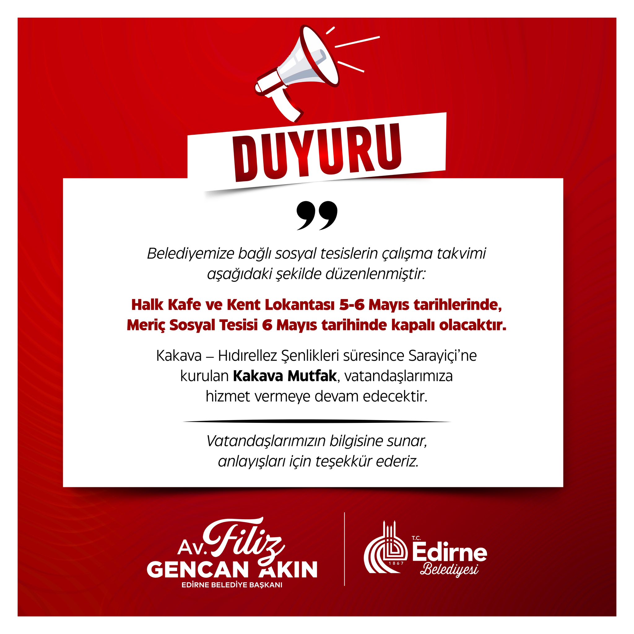 Belediye tesislerinde Hıdırellez Kakava molası!