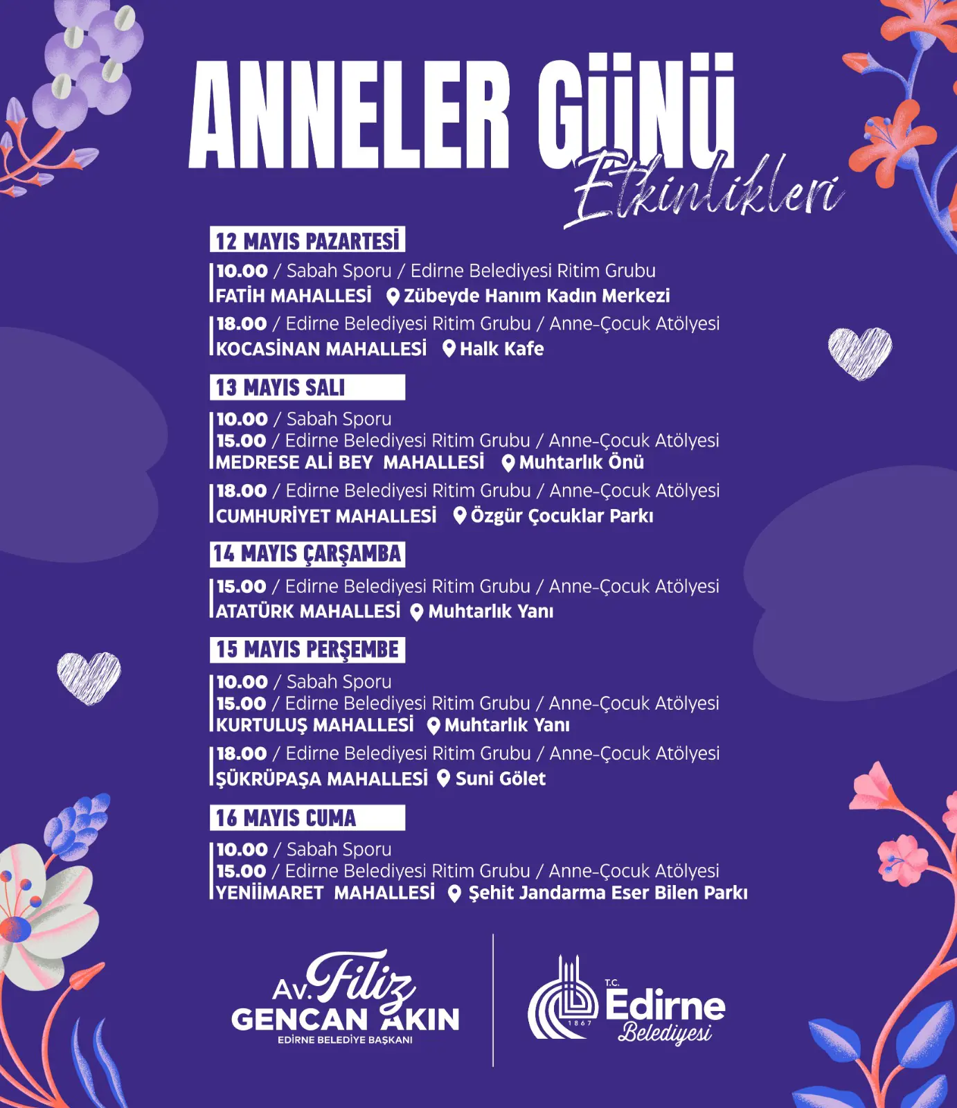 Anneler Günü etkinliklerle kutlanacak