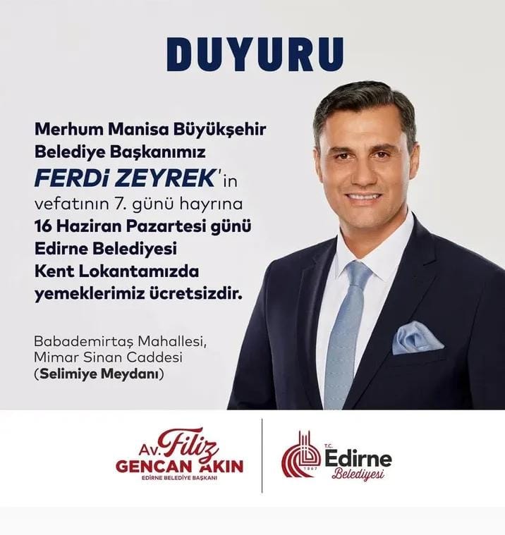 Zeyrek’in hayrına yemekler Belediye’den !