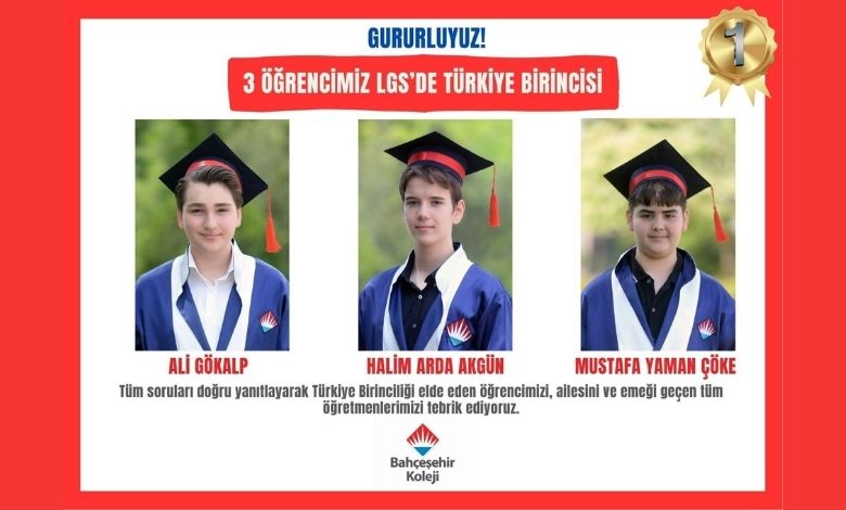 Edirne Bahçeşehir'den LGS’de 3 Türkiye birincisi