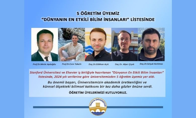 TÜ'den 5 isim 'Dünyanın En Etkili Bilim İnsanları' listesinde!