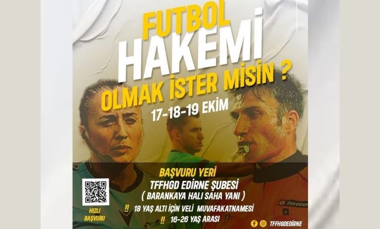 Edirne'de futbol hakemliği kursu açılacak