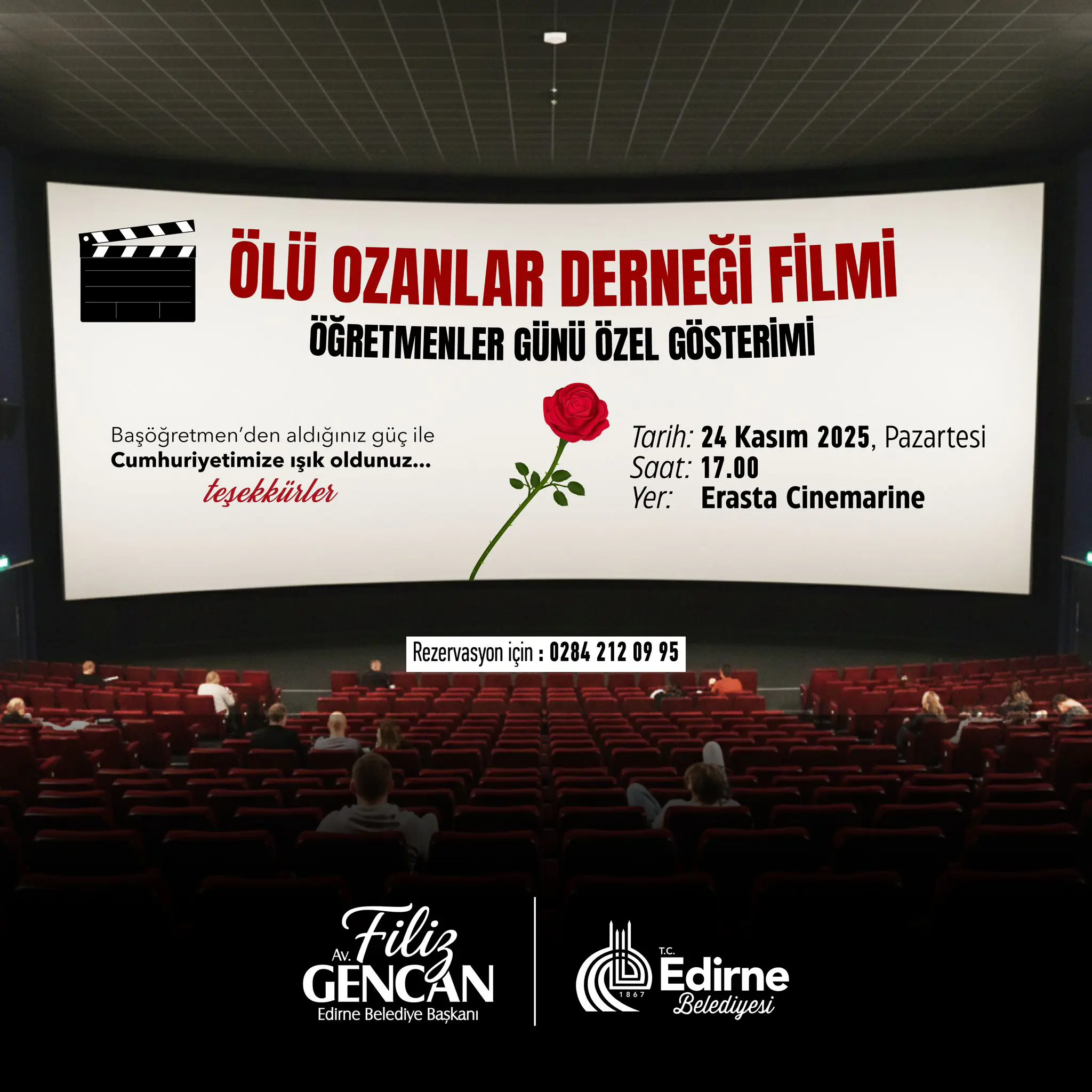 Belediyeden öğretmenler özel film gösterimi