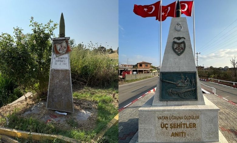 Lalapaşa'nın 'Üç Şehitler Anıtı' yeniden ayağa kalktı!