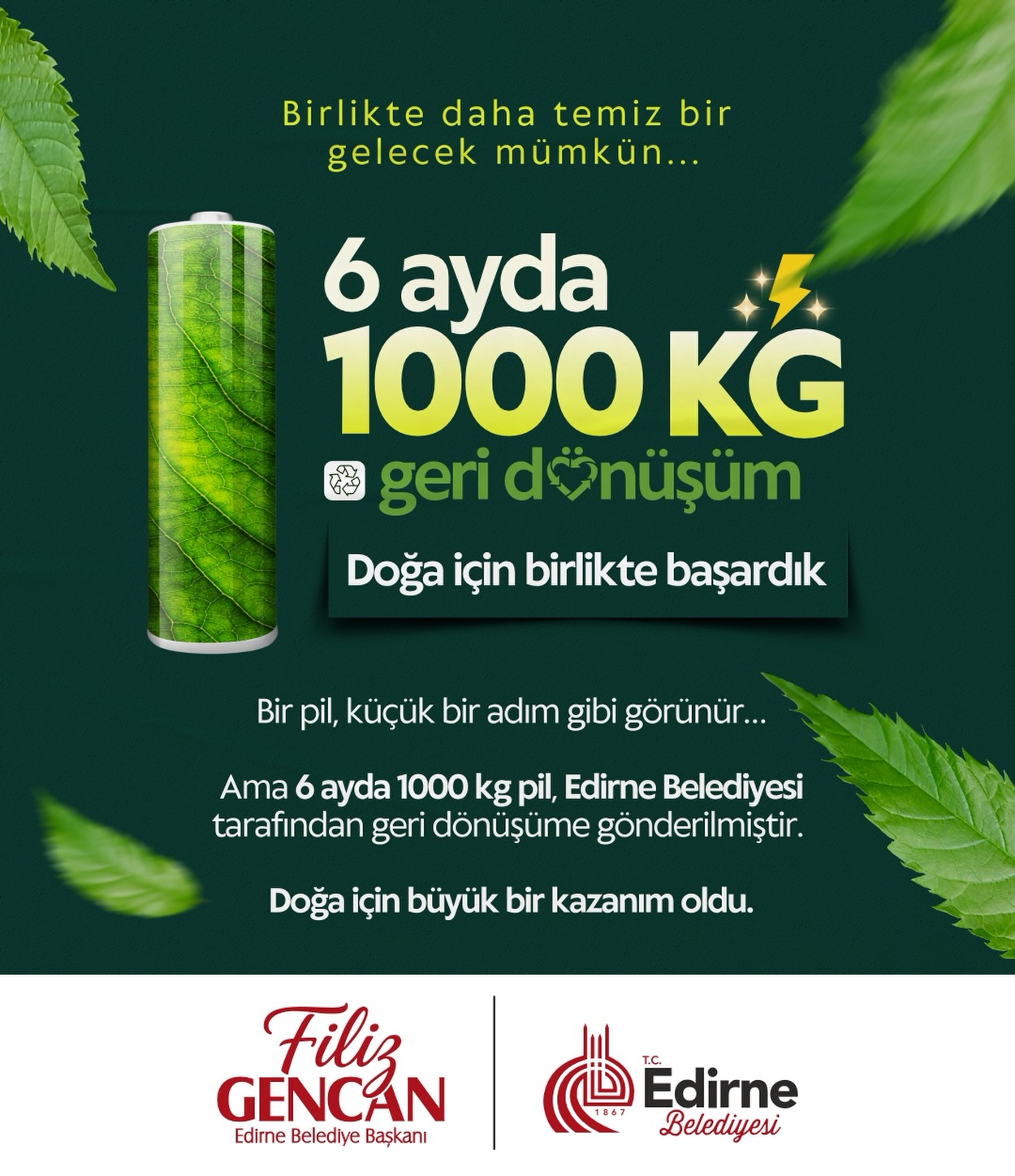 6 Ayda 1 Ton Atık Pil Geri Dönüşüme Kazandırıldı