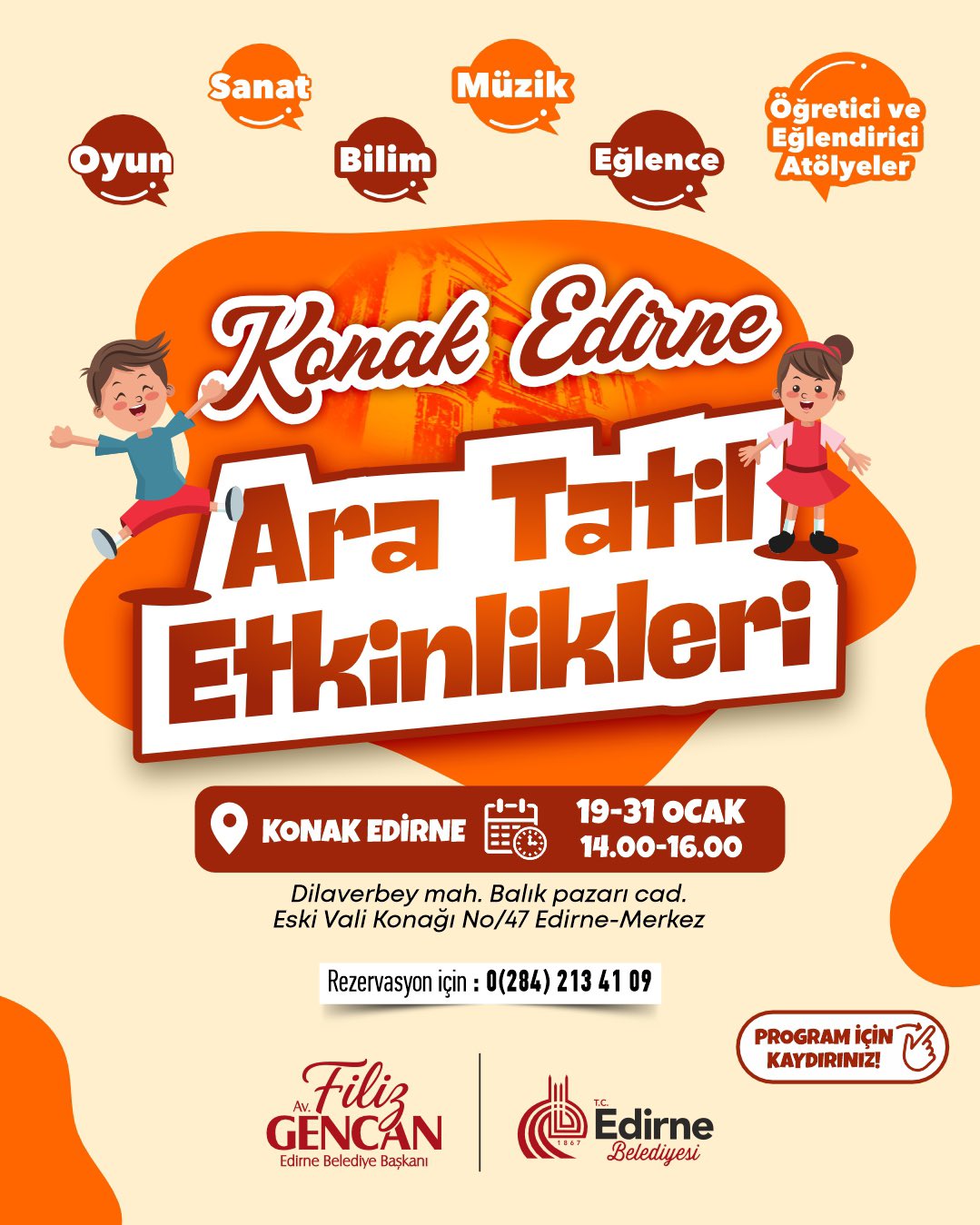 Belediye’den Konak Edirne’de yarıyıl etkinlikleri