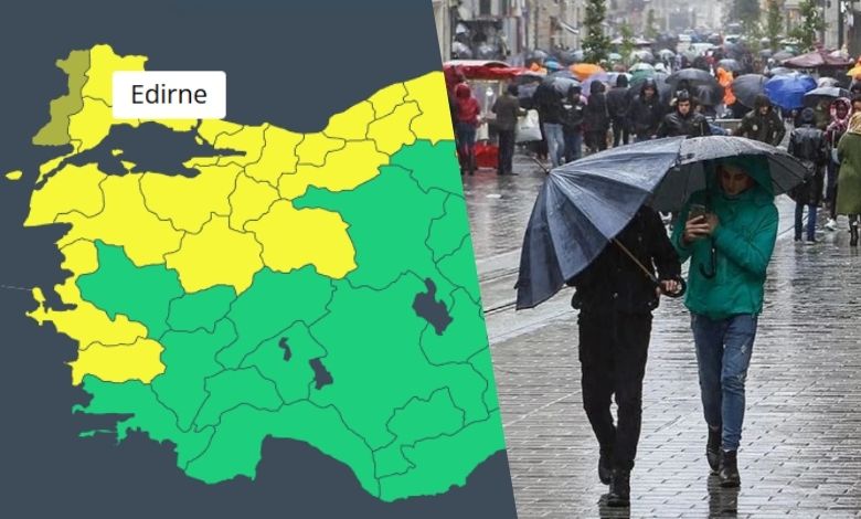 Meteoroloji alarm verdi: Edirne ve 23 il için sarı kodlu uyarı