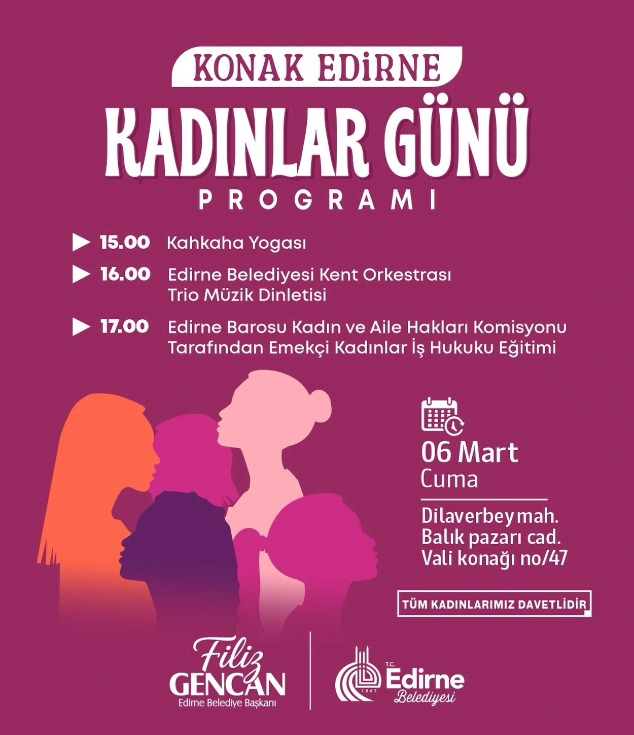 Konak Edirne’de Kadınlar Gününe özel  Program
