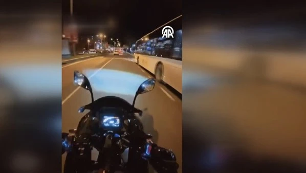 Motosiklet kazası kask kamerasında