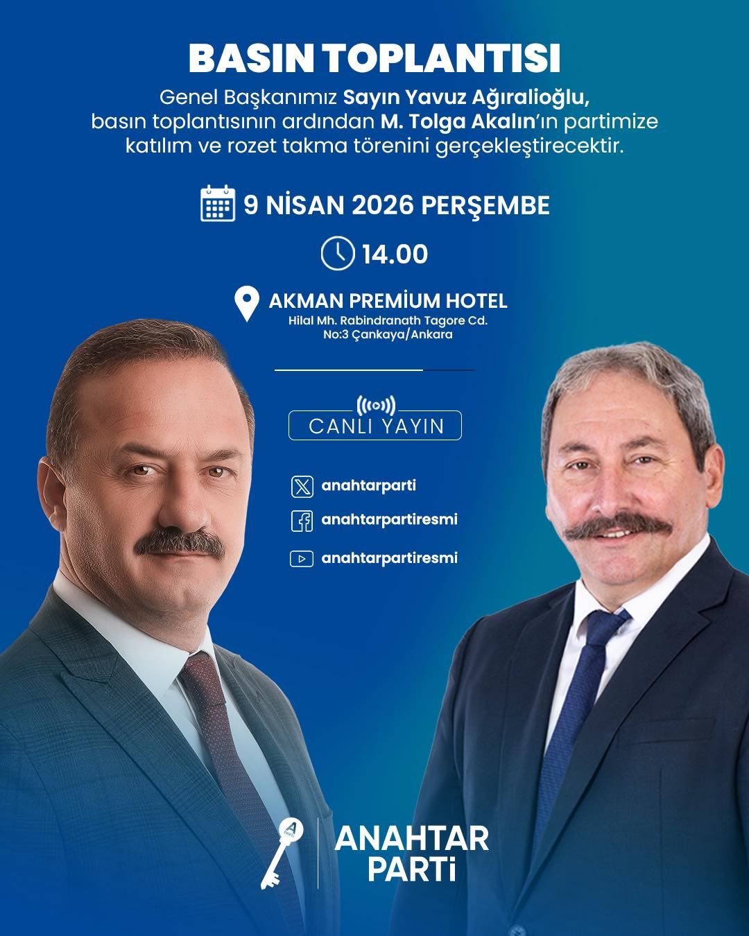 Akalın, Anahtar Parti’ye geçiyor